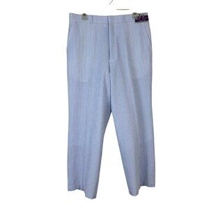 Vinci NEW Seersucker Trouser Pants Men 34R 100% Cotton Preppy Summer Lightweight